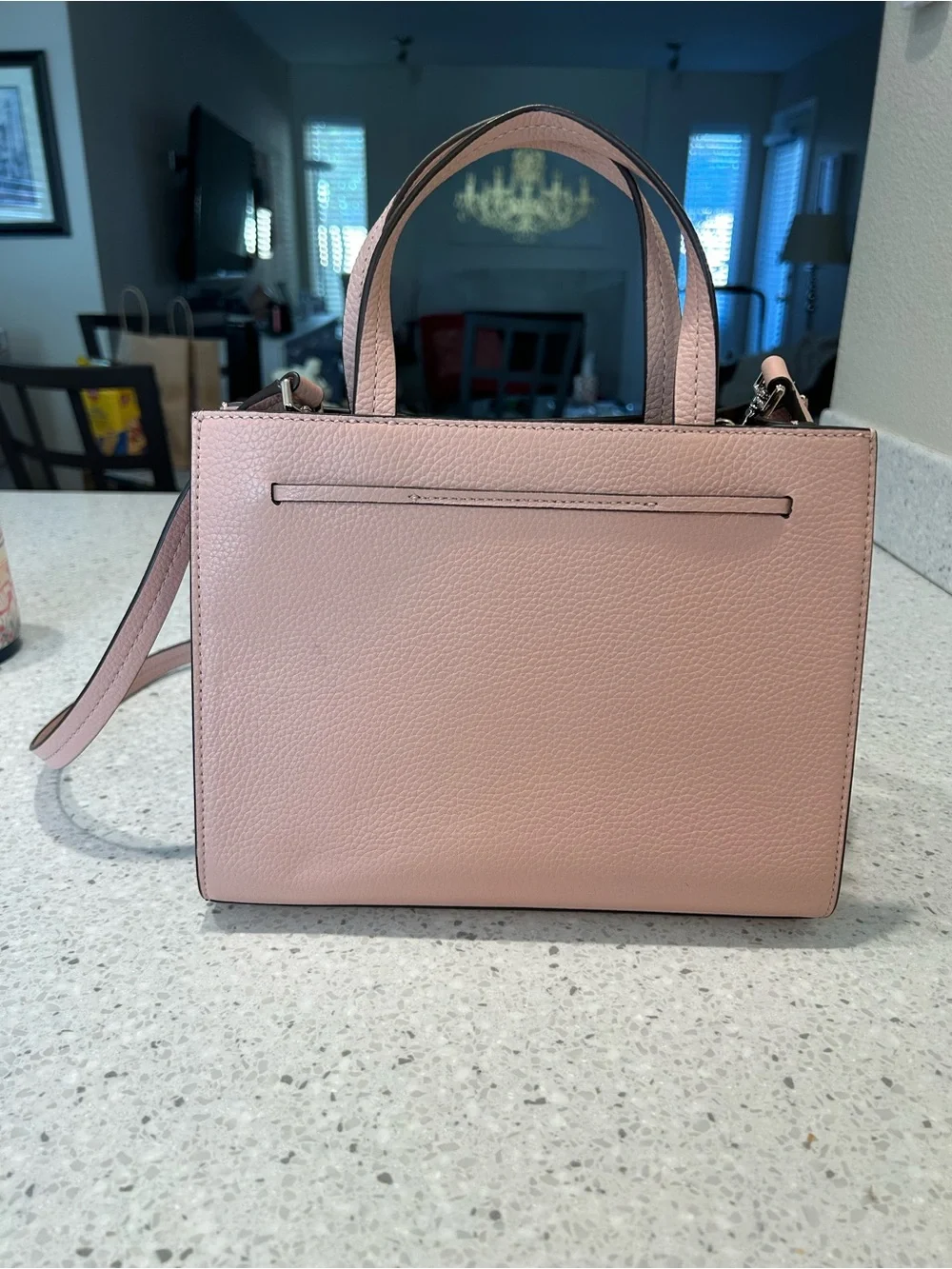 kate spade Blush Pink Pebbled Leather Satchel with Crossbody Strap